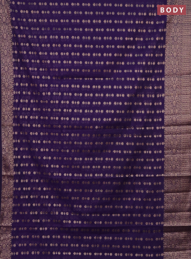 Semi chiniya saree blue with woven buttas and woven border