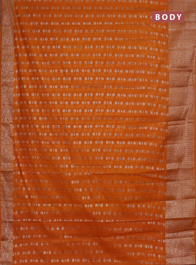 Semi chiniya saree mustard shade with woven buttas and woven border