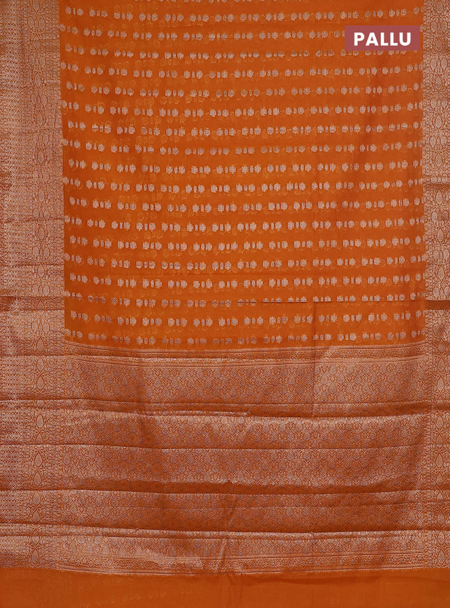 Semi chiniya saree mustard shade with woven buttas and woven border