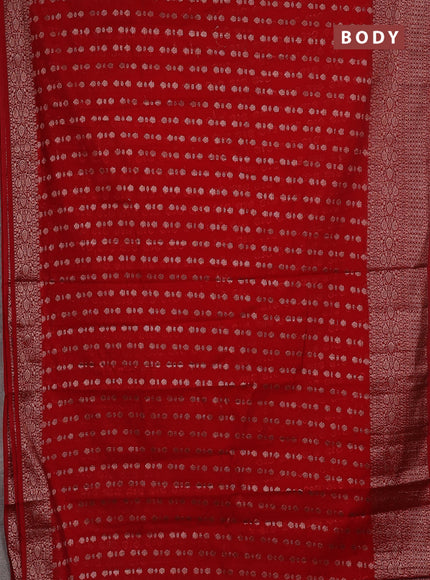 Semi chiniya saree red with woven buttas and woven border