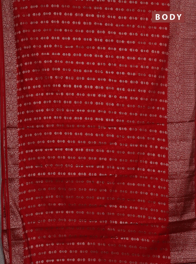 Semi chiniya saree red with woven buttas and woven border