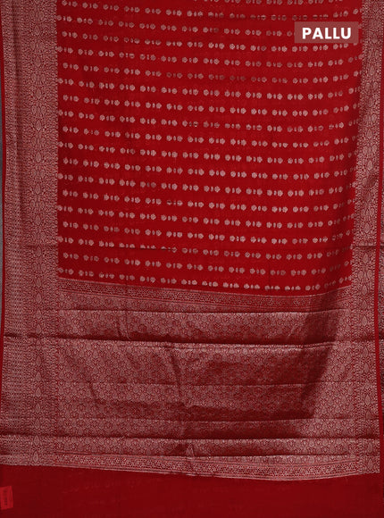 Semi chiniya saree red with woven buttas and woven border
