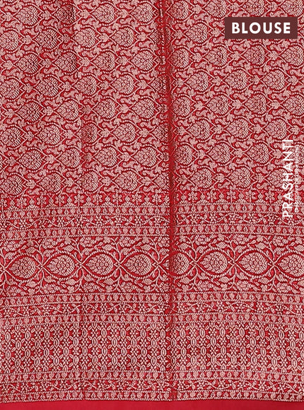 Semi chiniya saree red with woven buttas and woven border