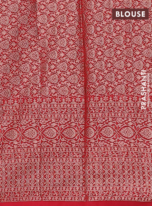 Semi chiniya saree red with woven buttas and woven border