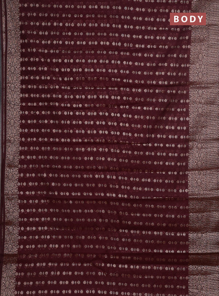 Semi chiniya saree brown with woven buttas and woven border