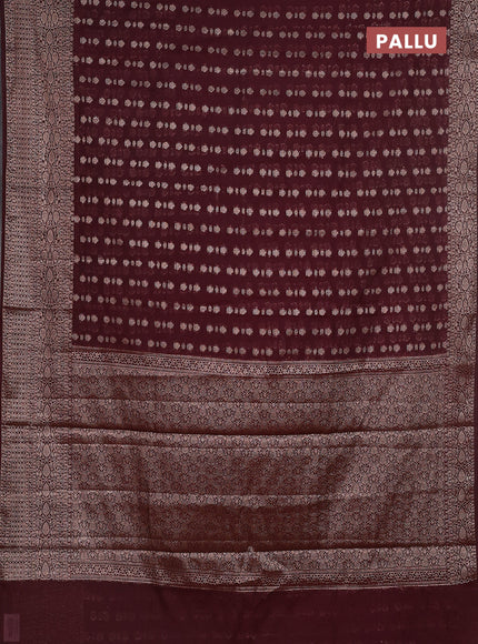 Semi chiniya saree brown with woven buttas and woven border