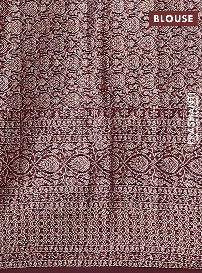 Semi chiniya saree brown with woven buttas and woven border