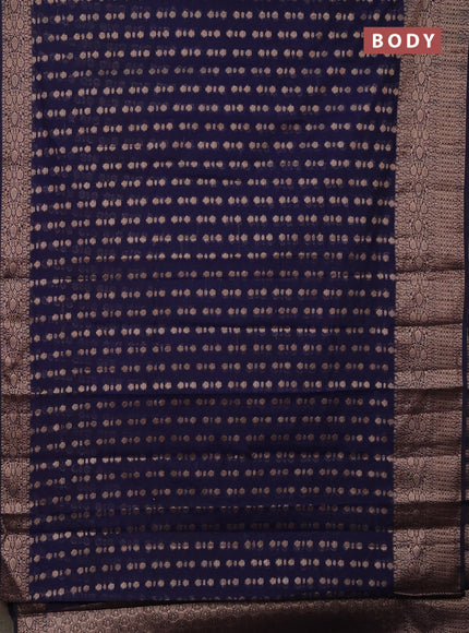 Semi chiniya saree navy blue with woven buttas and woven border