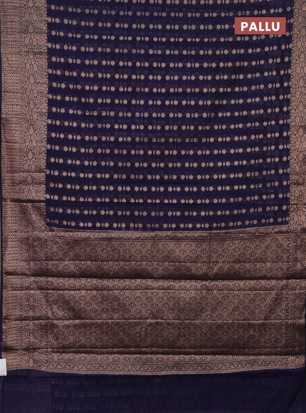 Semi chiniya saree navy blue with woven buttas and woven border