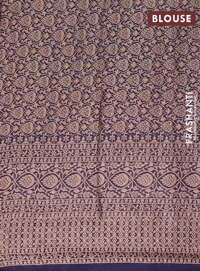 Semi chiniya saree navy blue with woven buttas and woven border