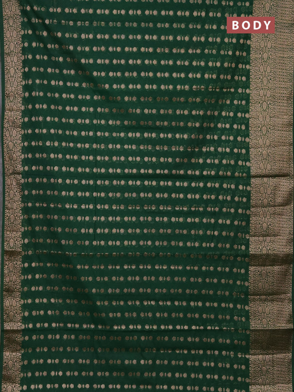 Semi chiniya saree green with woven buttas and woven border