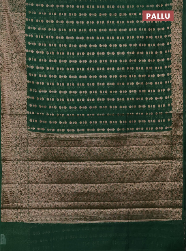 Semi chiniya saree green with woven buttas and woven border