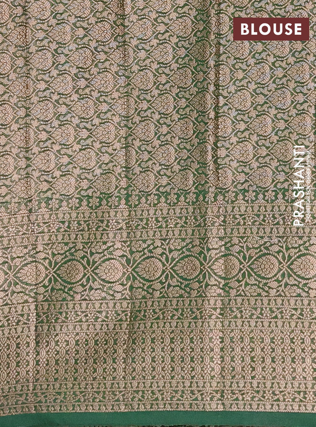 Semi chiniya saree green with woven buttas and woven border