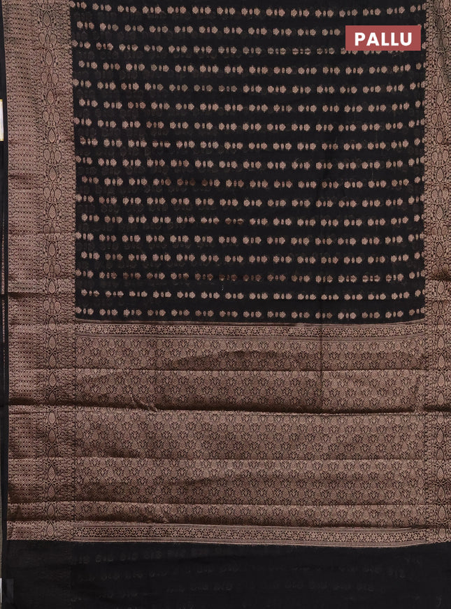 Semi chiniya saree black with woven buttas and woven border