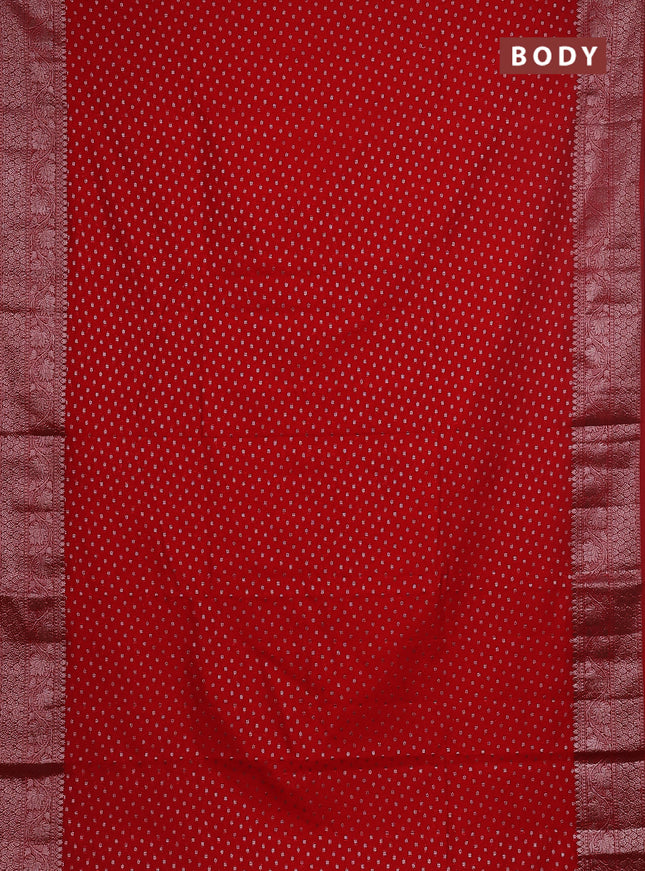 Semi chiniya saree red with woven buttas and woven border
