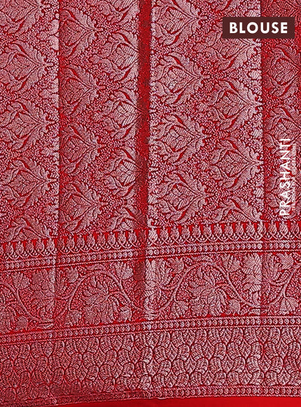 Semi chiniya saree red with woven buttas and woven border