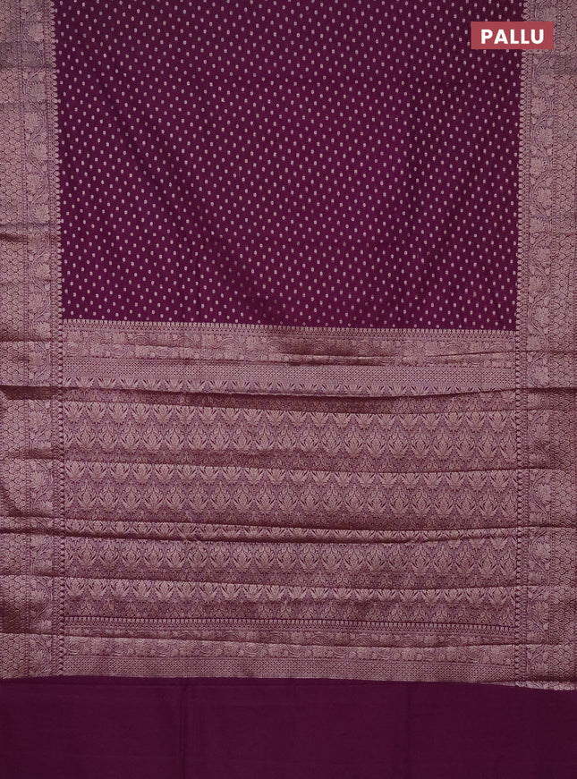 Semi chiniya saree deep purple with woven buttas and woven border