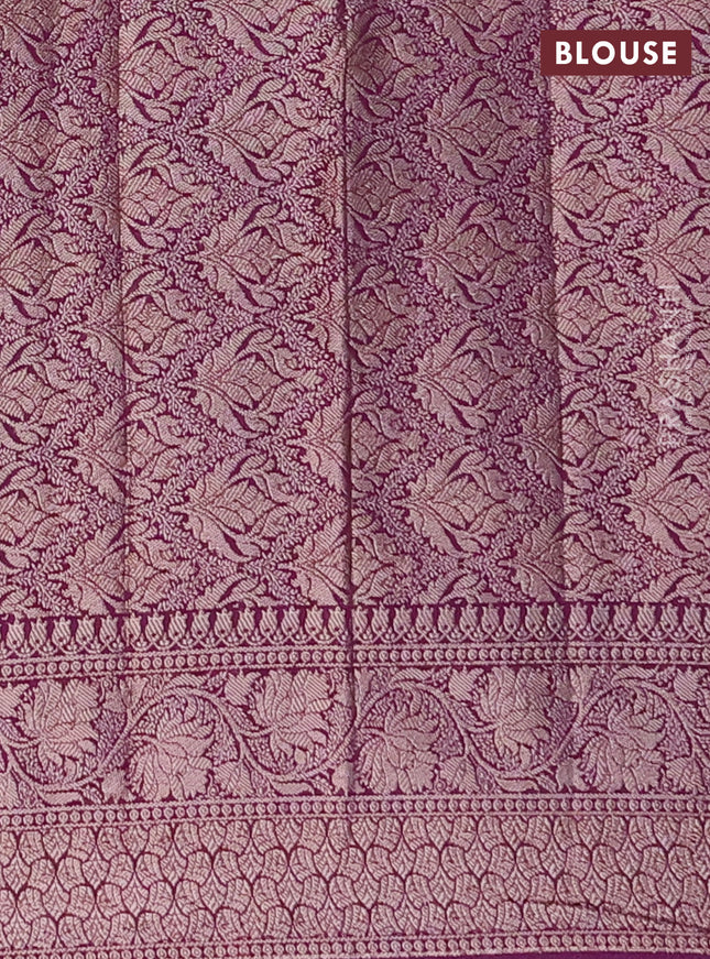 Semi chiniya saree deep purple with woven buttas and woven border