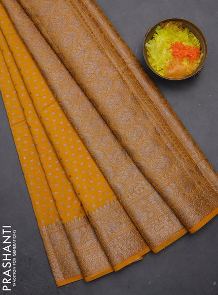 Semi chiniya saree mango yellow with woven buttas and woven border