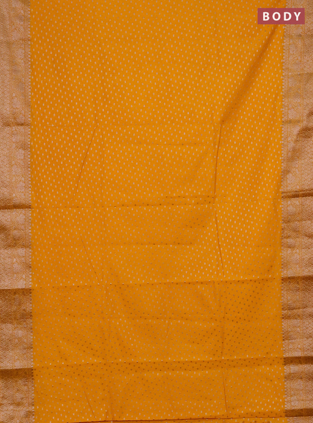 Semi chiniya saree mango yellow with woven buttas and woven border