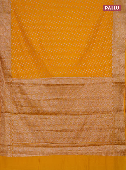 Semi chiniya saree mango yellow with woven buttas and woven border