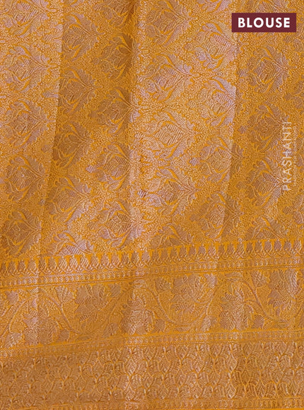 Semi chiniya saree mango yellow with woven buttas and woven border