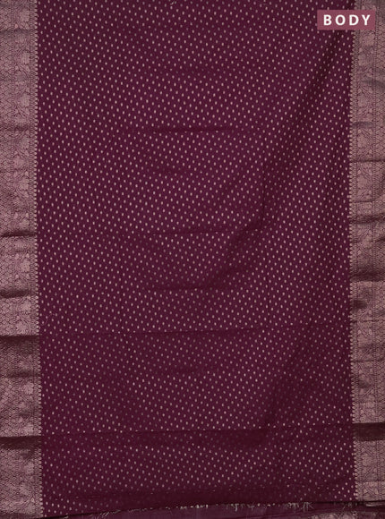 Semi chiniya saree wine shade with woven buttas and woven border