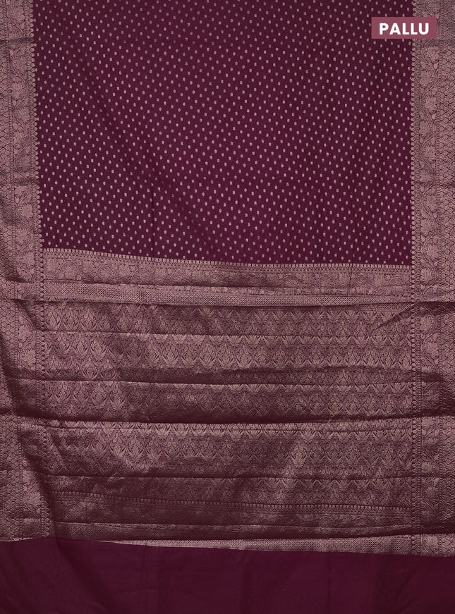 Semi chiniya saree wine shade with woven buttas and woven border