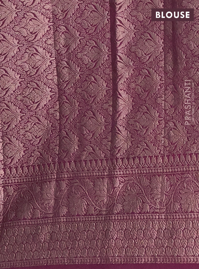 Semi chiniya saree wine shade with woven buttas and woven border