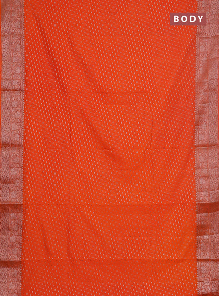 Semi chiniya saree orange with woven buttas and woven border