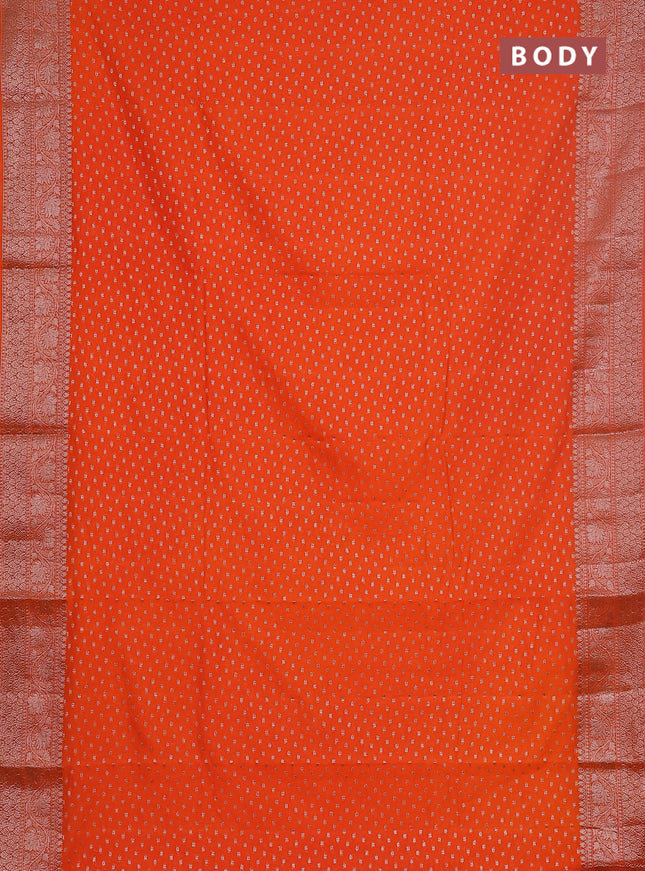 Semi chiniya saree orange with woven buttas and woven border