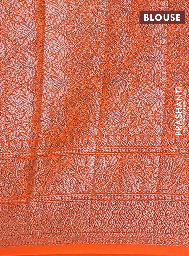 Semi chiniya saree orange with woven buttas and woven border