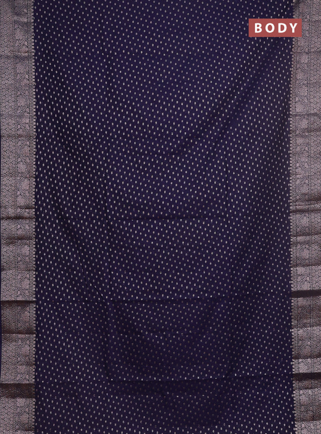 Semi chiniya saree dark blue with woven buttas and woven border