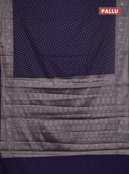 Semi chiniya saree dark blue with woven buttas and woven border