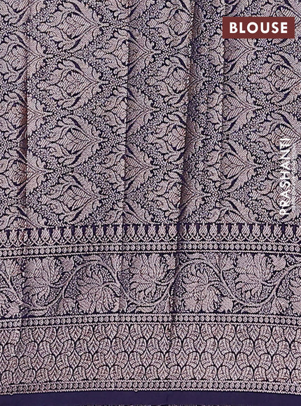 Semi chiniya saree dark blue with woven buttas and woven border