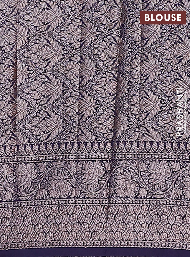 Semi chiniya saree dark blue with woven buttas and woven border