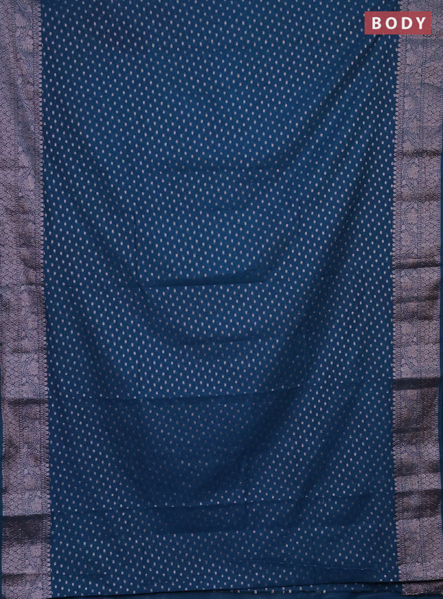 Semi chiniya saree cs blue with woven buttas and woven border