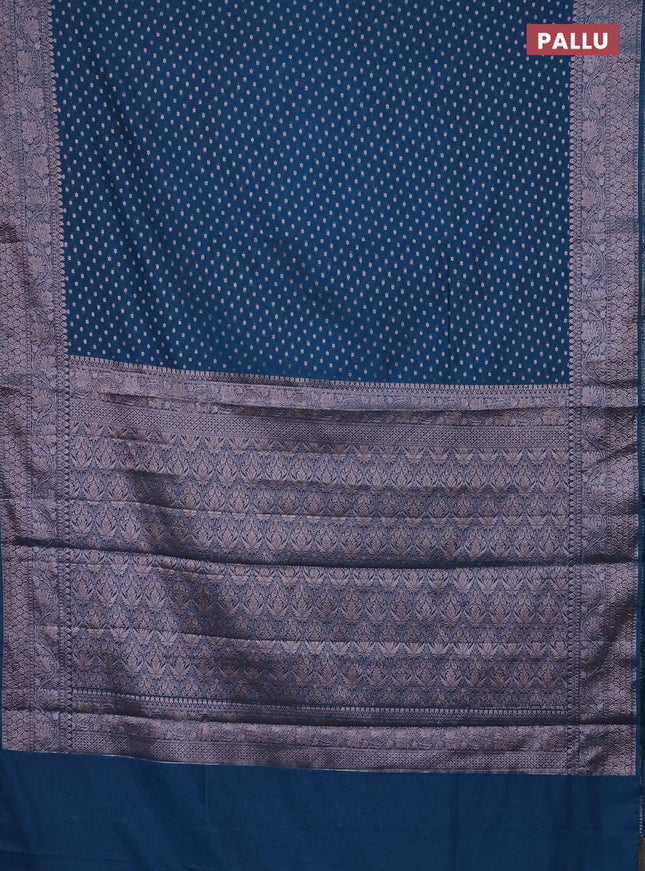 Semi chiniya saree cs blue with woven buttas and woven border