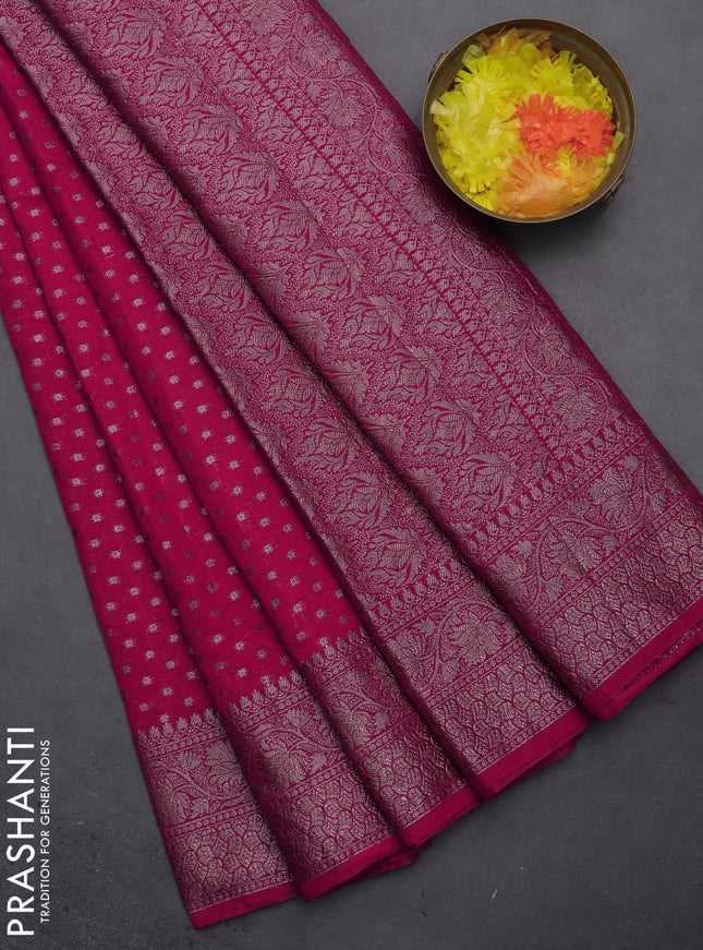 Semi chiniya saree pink with woven buttas and woven border