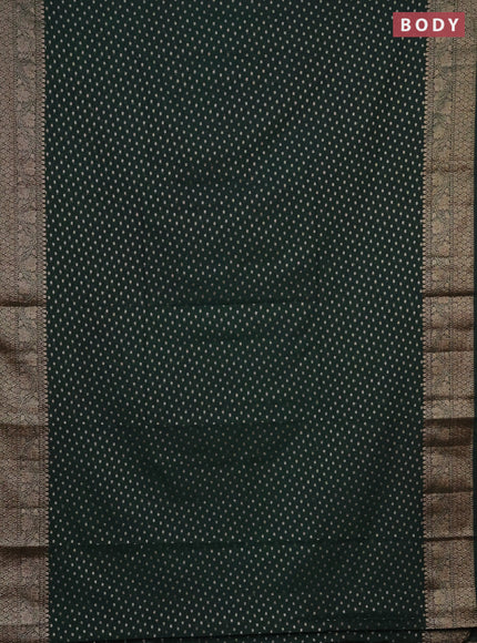 Semi chiniya saree dark green with woven buttas and woven border