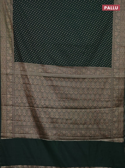 Semi chiniya saree dark green with woven buttas and woven border