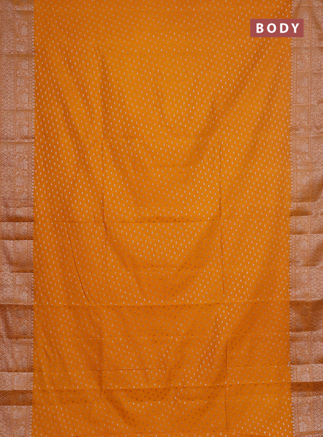 Semi chiniya saree mango yellow with woven buttas and woven border