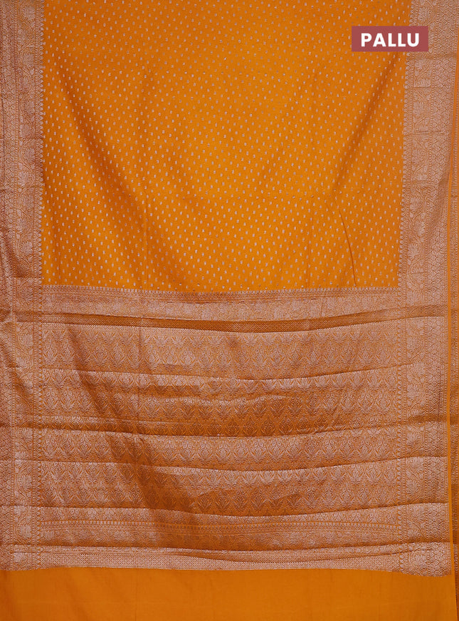 Semi chiniya saree mango yellow with woven buttas and woven border