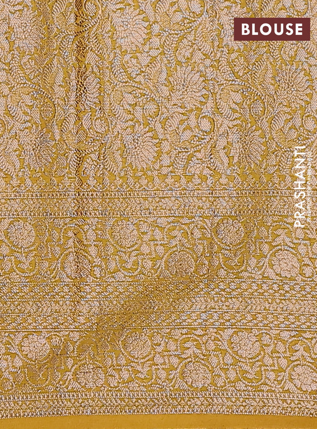 Semi chiniya saree yellow with woven buttas and woven border