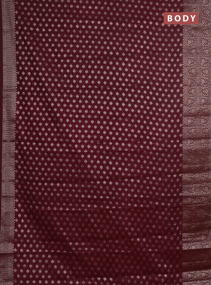 Semi chiniya saree brown with woven buttas and woven border