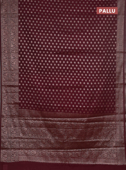 Semi chiniya saree brown with woven buttas and woven border