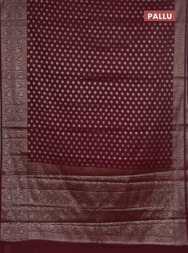 Semi chiniya saree brown with woven buttas and woven border