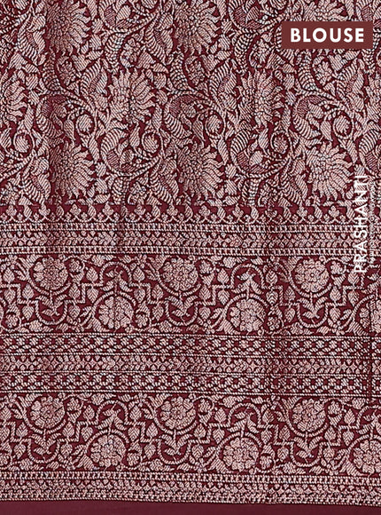 Semi chiniya saree brown with woven buttas and woven border