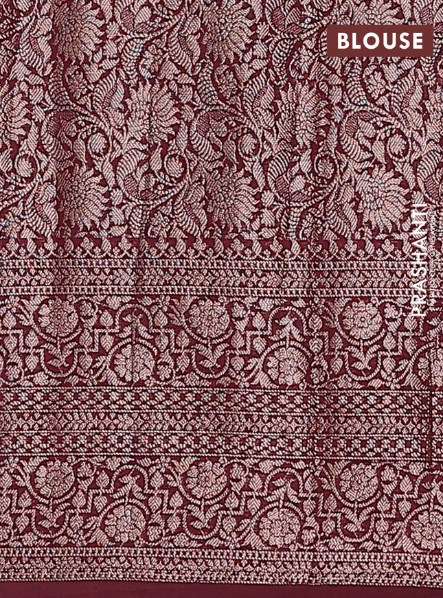 Semi chiniya saree brown with woven buttas and woven border