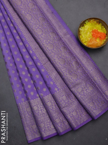 Semi chiniya saree lavender with woven buttas and woven border